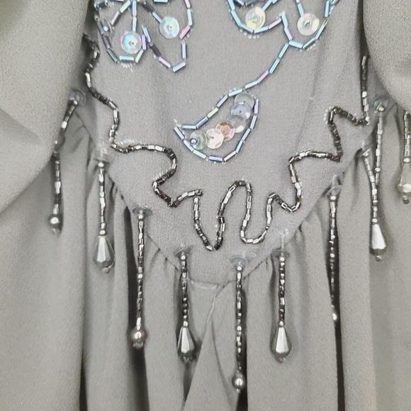 Vintage New Leaf Dress Samir Women's Sz 6 Black Cocktail Beaded Long Ruffles - Picture 5 of 12